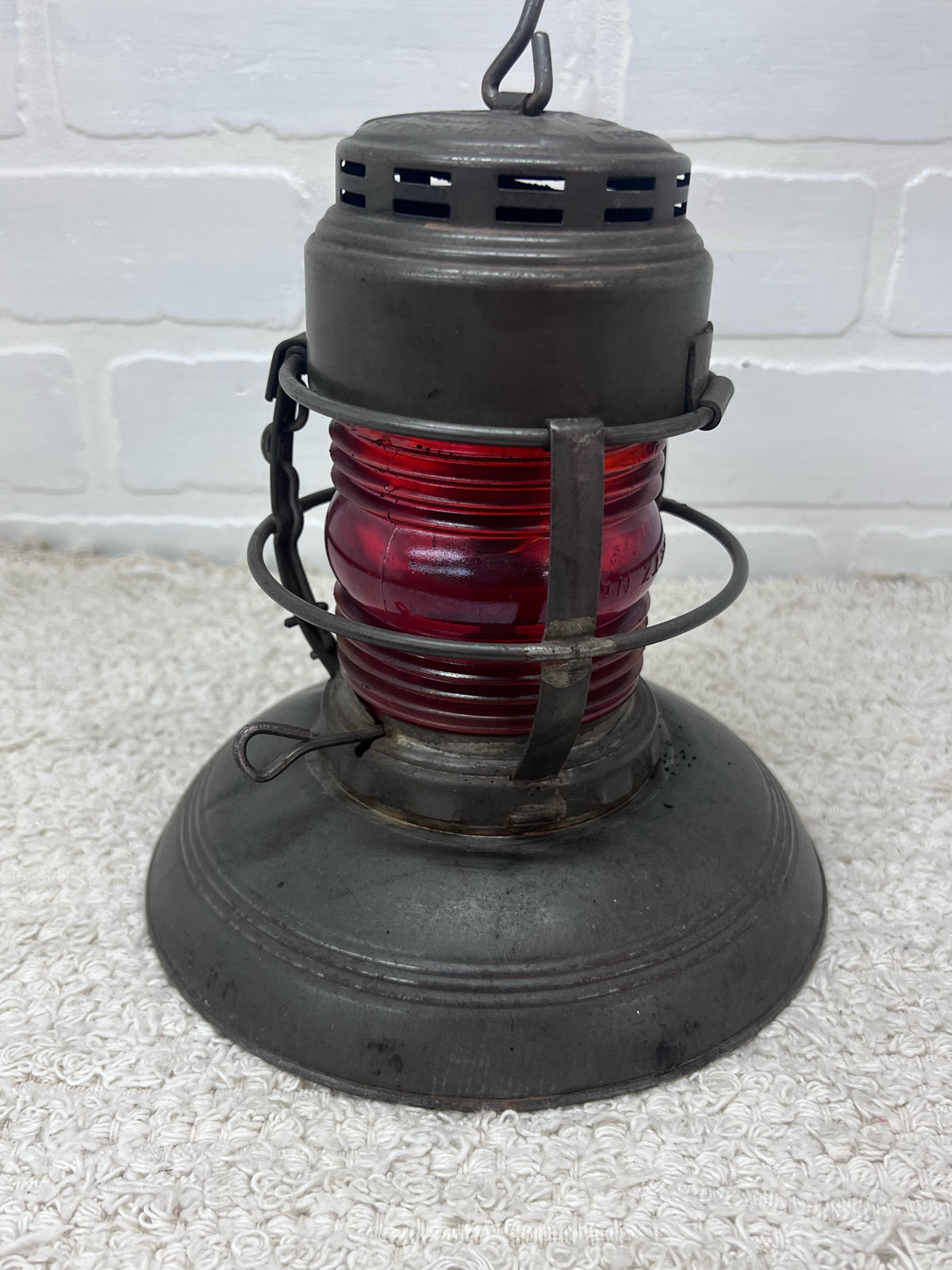 Embury Traffic Gard Kerosene Warning  Lantern Red Lens Circa 1940s