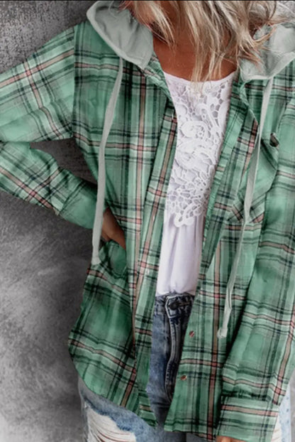 Ninexis Hooded Colorblock Plaid Shirt/Jacket - multiple color options