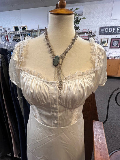 Size S Vintage Lace Detailed Satin Nightgown