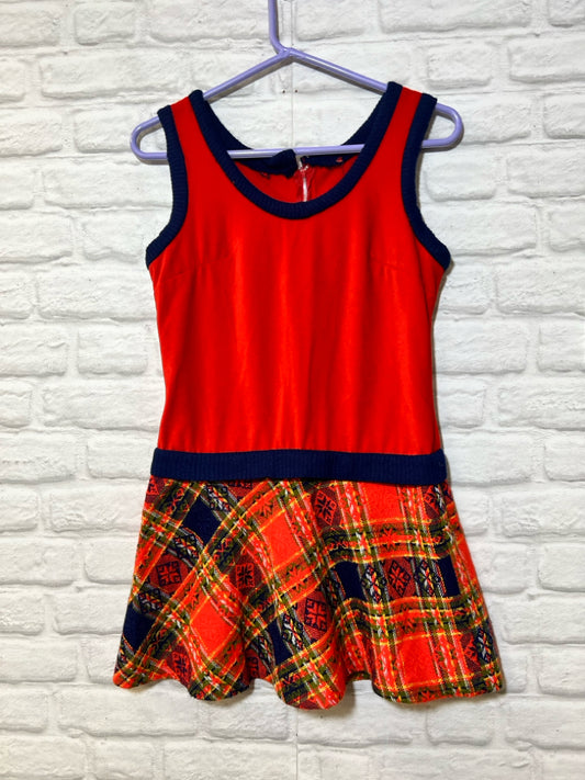 Vintage Red Plaid skirted youth size dress