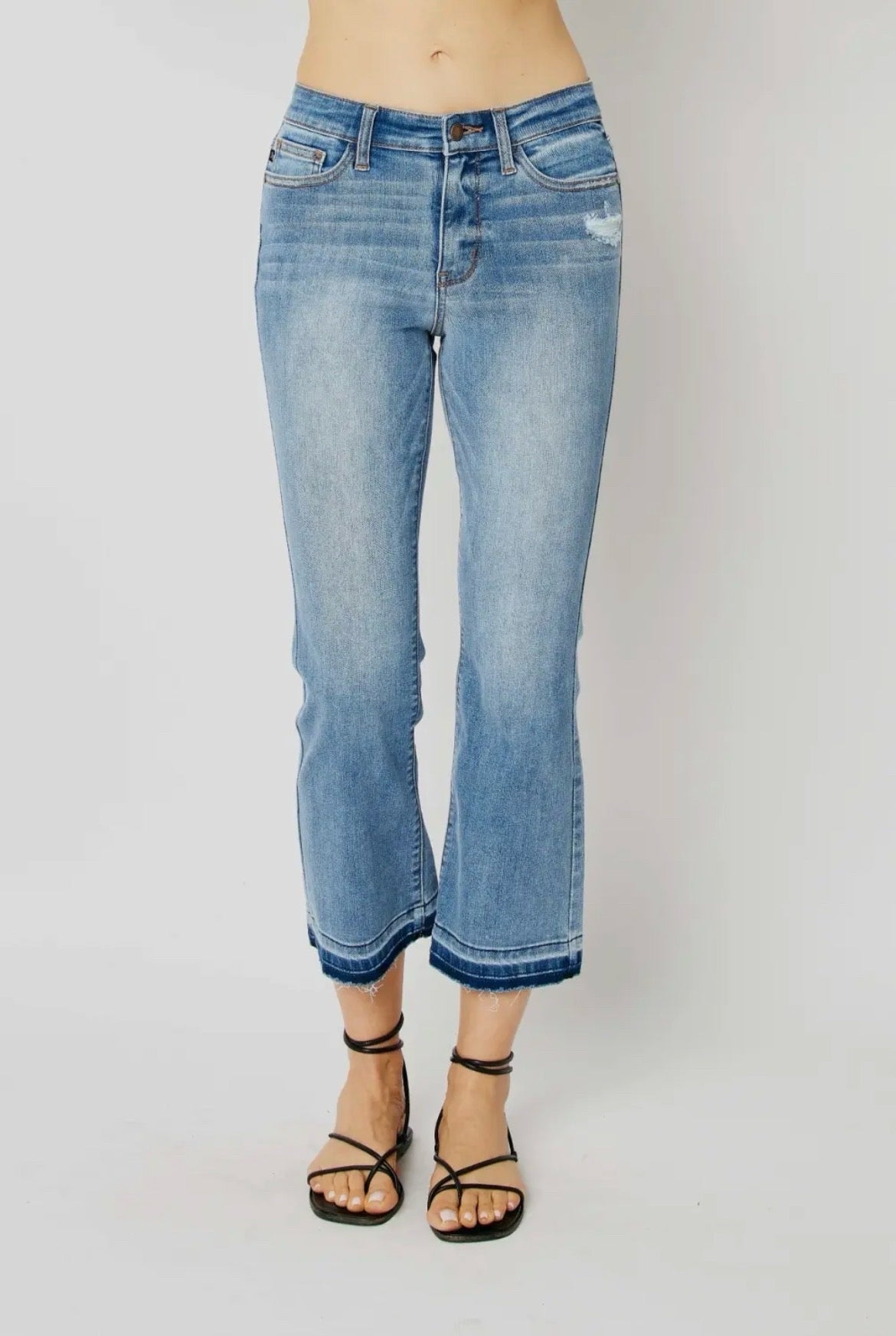 Judy Blue Mid-Rise Release Hem Cropped Bootcut Jeans