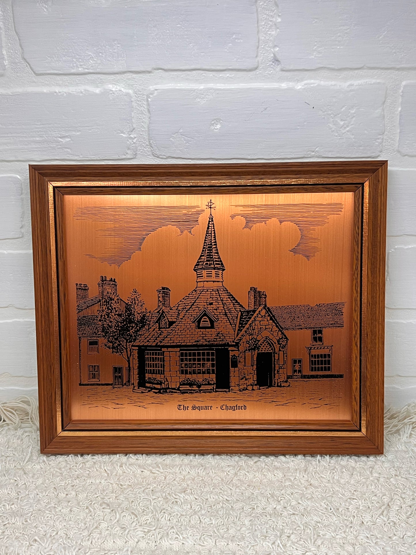 Coppercraft New in Box Framed Brass Etching - The Square - Chagford