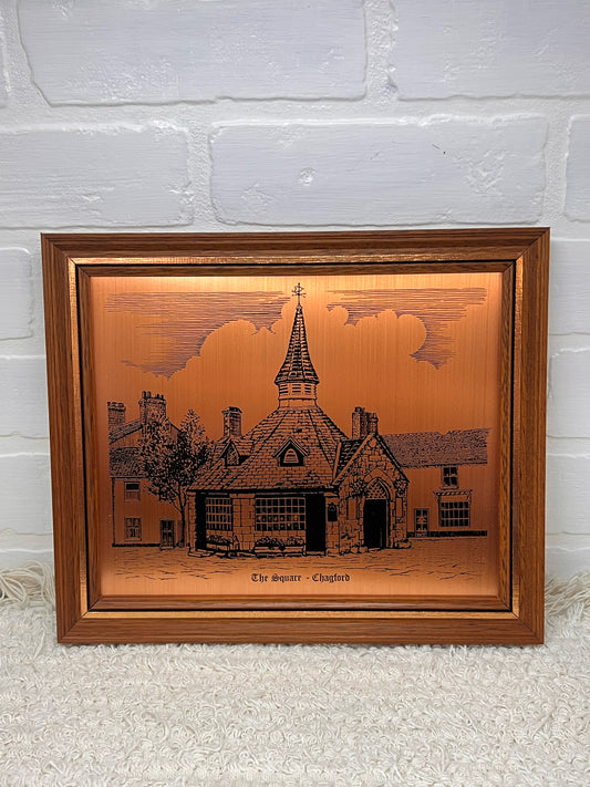 Coppercraft New in Box Framed Brass Etching - The Square - Chagford