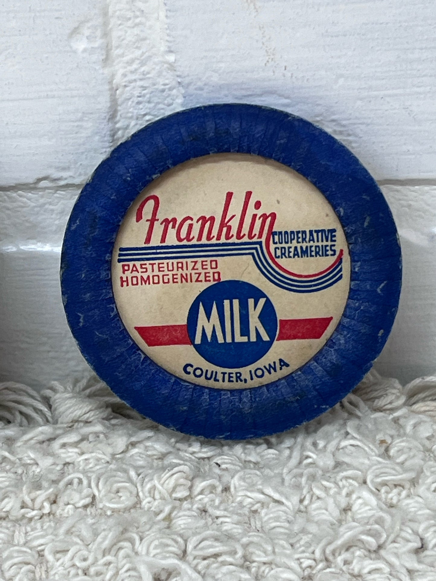 Vintage 1950's Franklin Coop Creameries Paper Milk Bottle Tops Coulter, IA