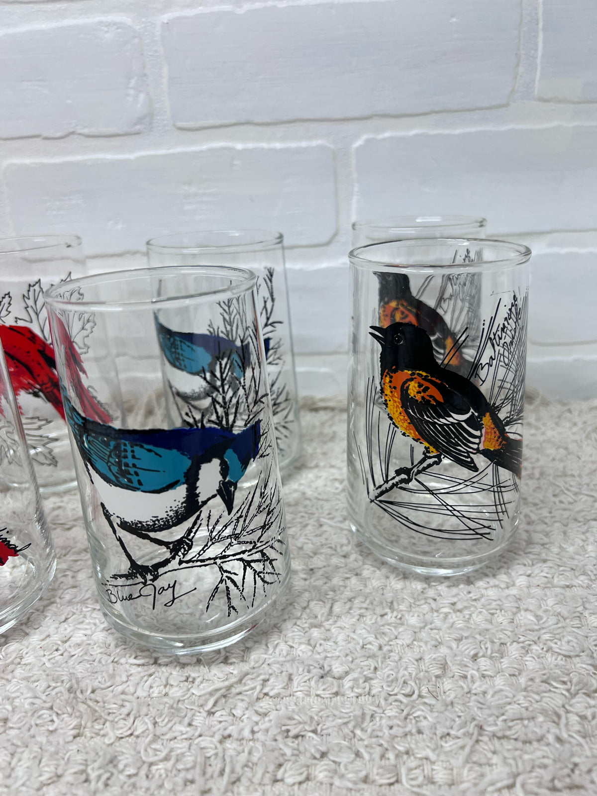 Anchor Hocking Song Birds Glass Set 8 Glasses
