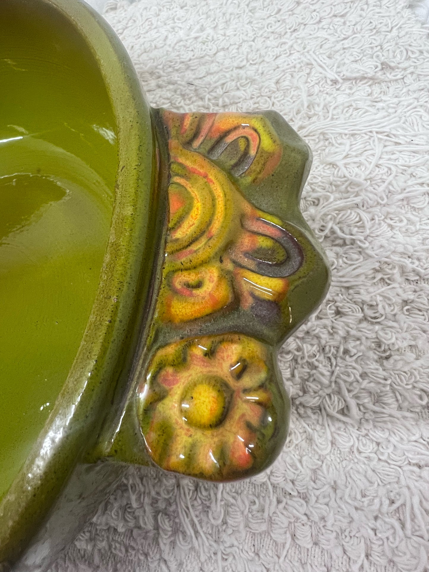 Pacific Stoneware 1970's Floral Rams Head Capricorn Casserole