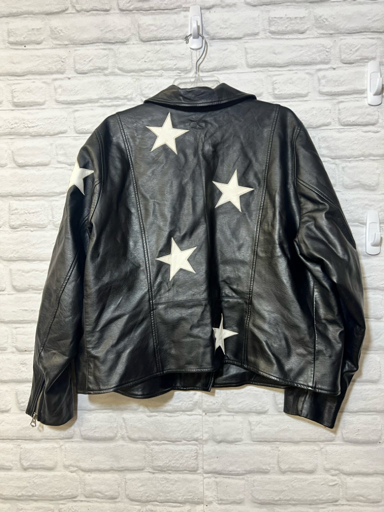 Size 4X Torrid black faux leather & white star moto jacket