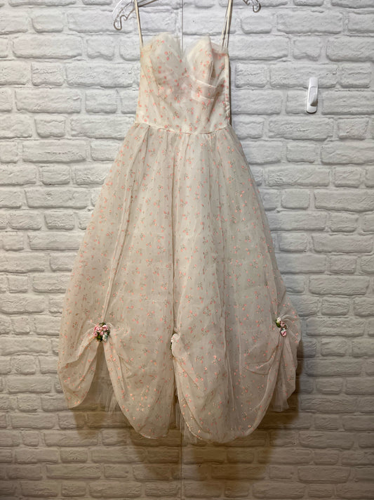 Emma Domb Strapless 1950's Prom/Party Dress Pink & White Tulle