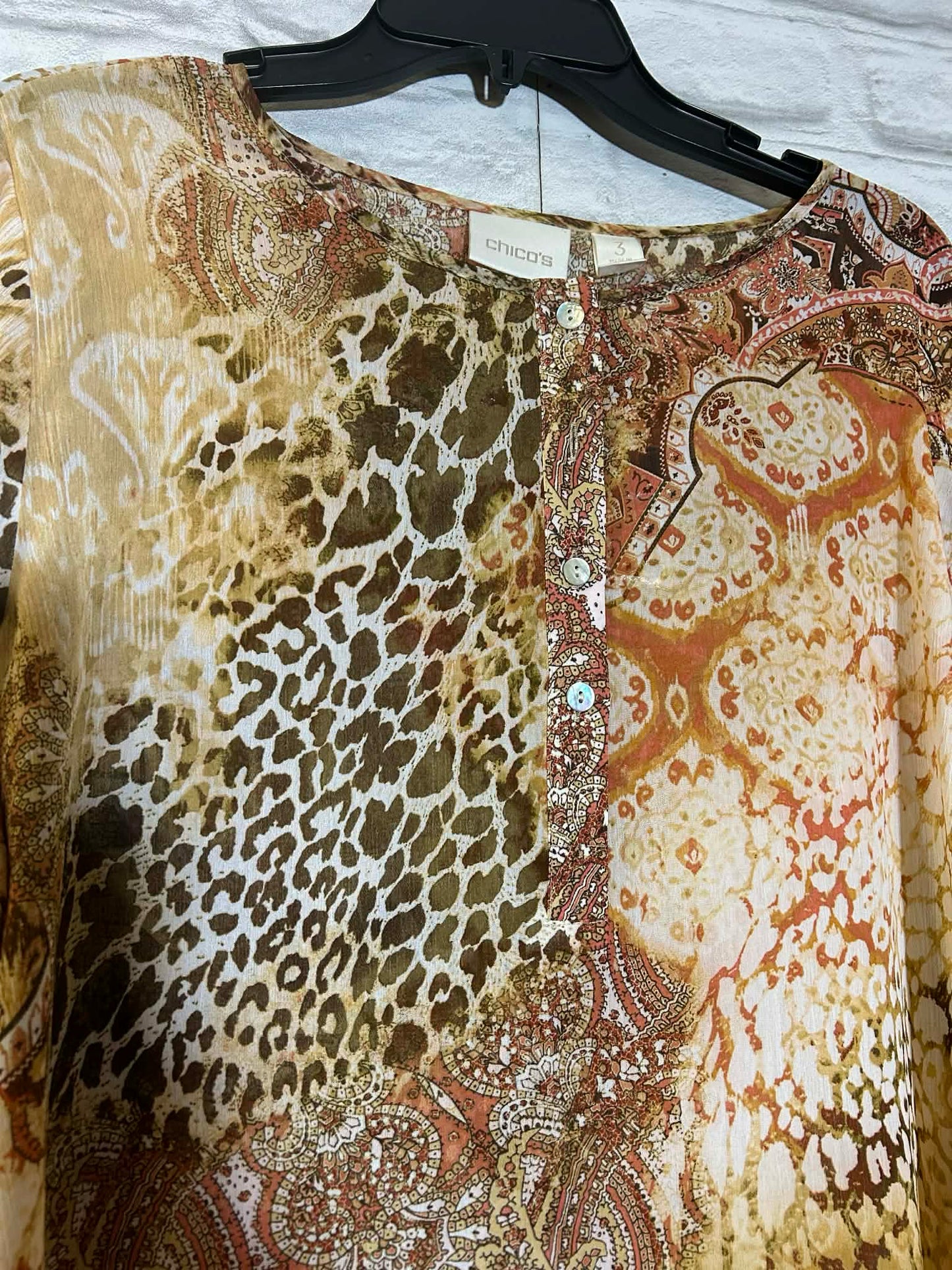 Chico's  NWT Apricot/Multicolor Patterned Blouse size XL