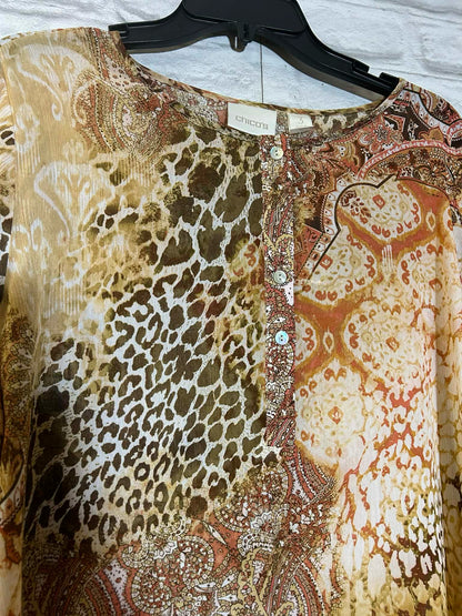 Chico's  NWT Apricot/Multicolor Patterned Blouse size XL