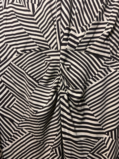 Size L CAbi Geometric Stripe Black & White Dress