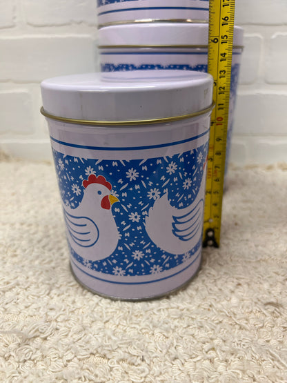 Vintage 1980's Tin Canister Trio - Pig, Duck & Chicken