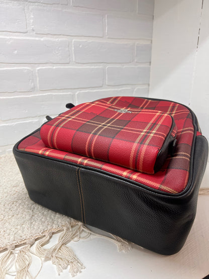 Coach Leather Tartan Plaid Court Backpack Bag