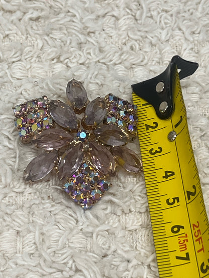 Pink rhinestone/aurora borealis pin