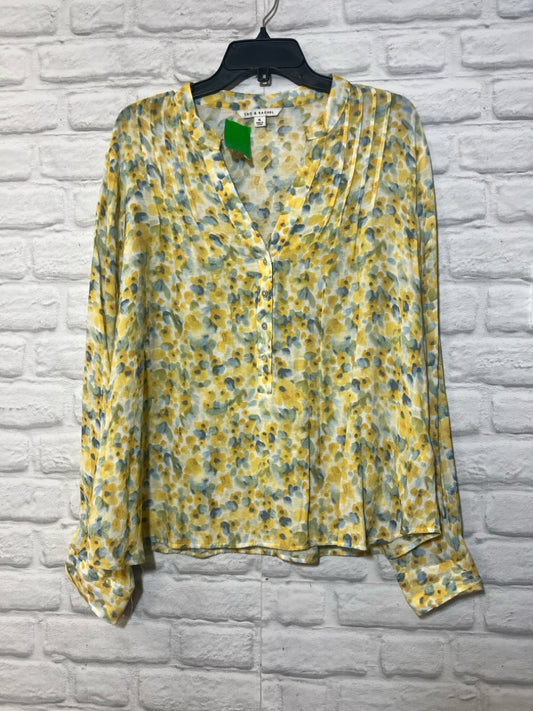 Size XL Zac & Rachel yellow floral blouse