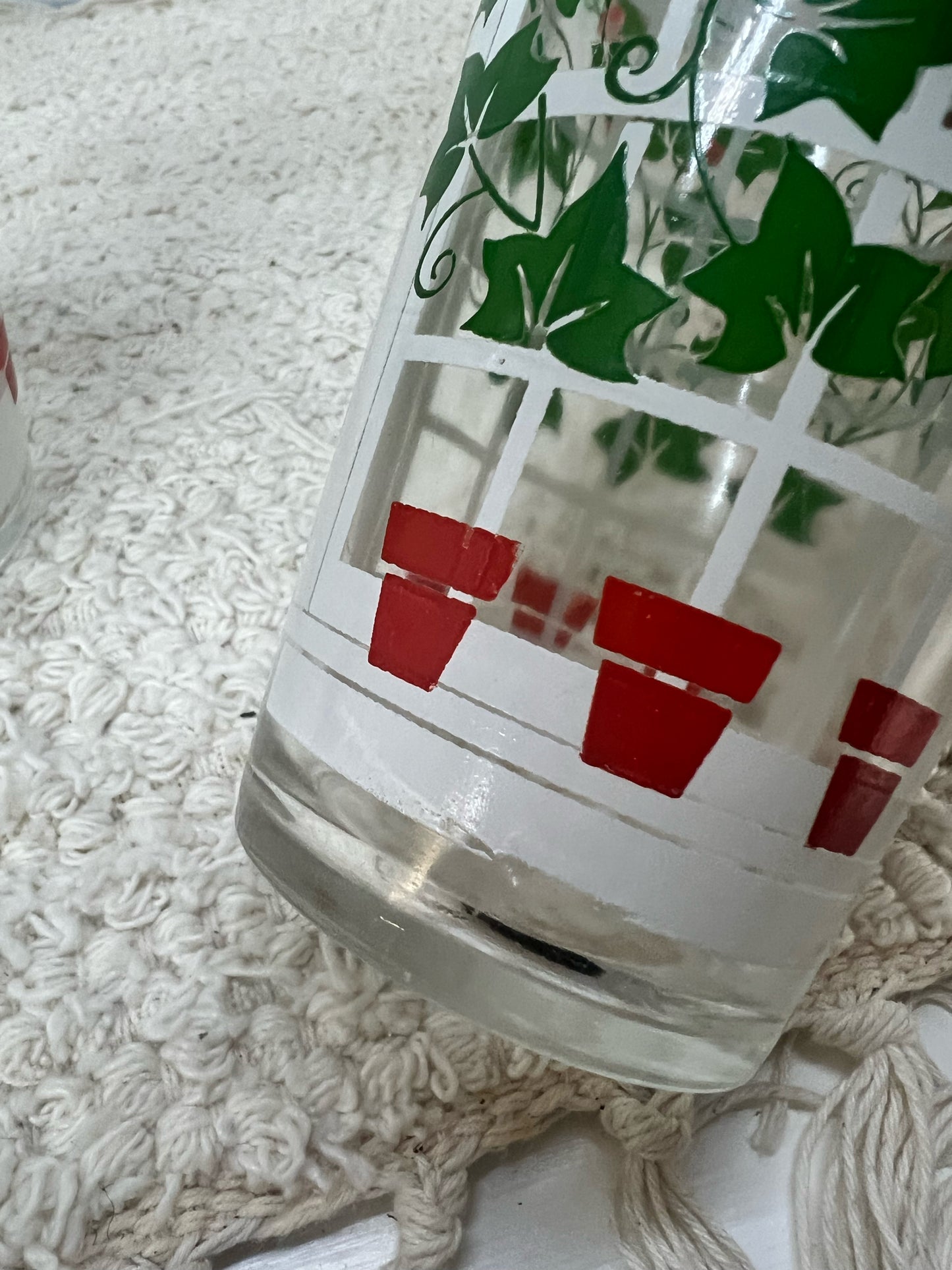 Vintage Ivy/Window/Flowerpot glass set - 4