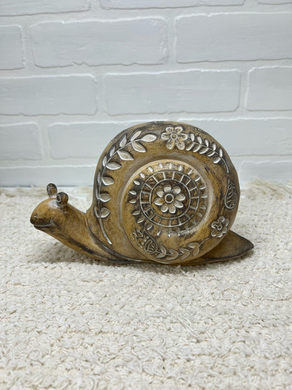 Faux wood resin floral snail