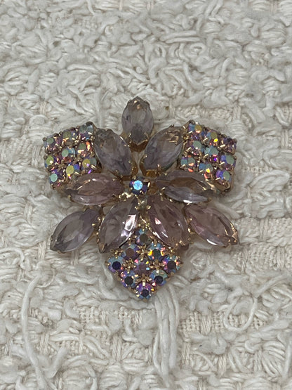 Pink rhinestone/aurora borealis pin