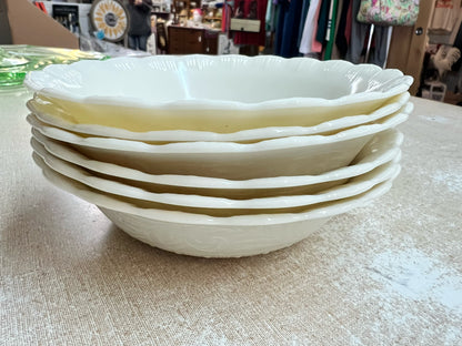 set of 6 custard glass cereal bowls