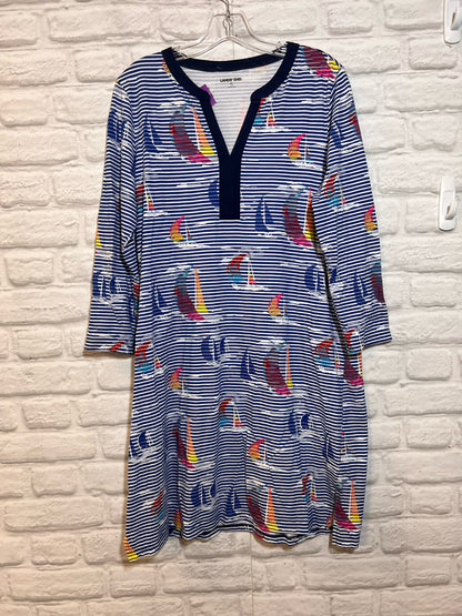 Size M Land's End Cotton Long Sleeve Dress w/ Stripe/Boat Pattern