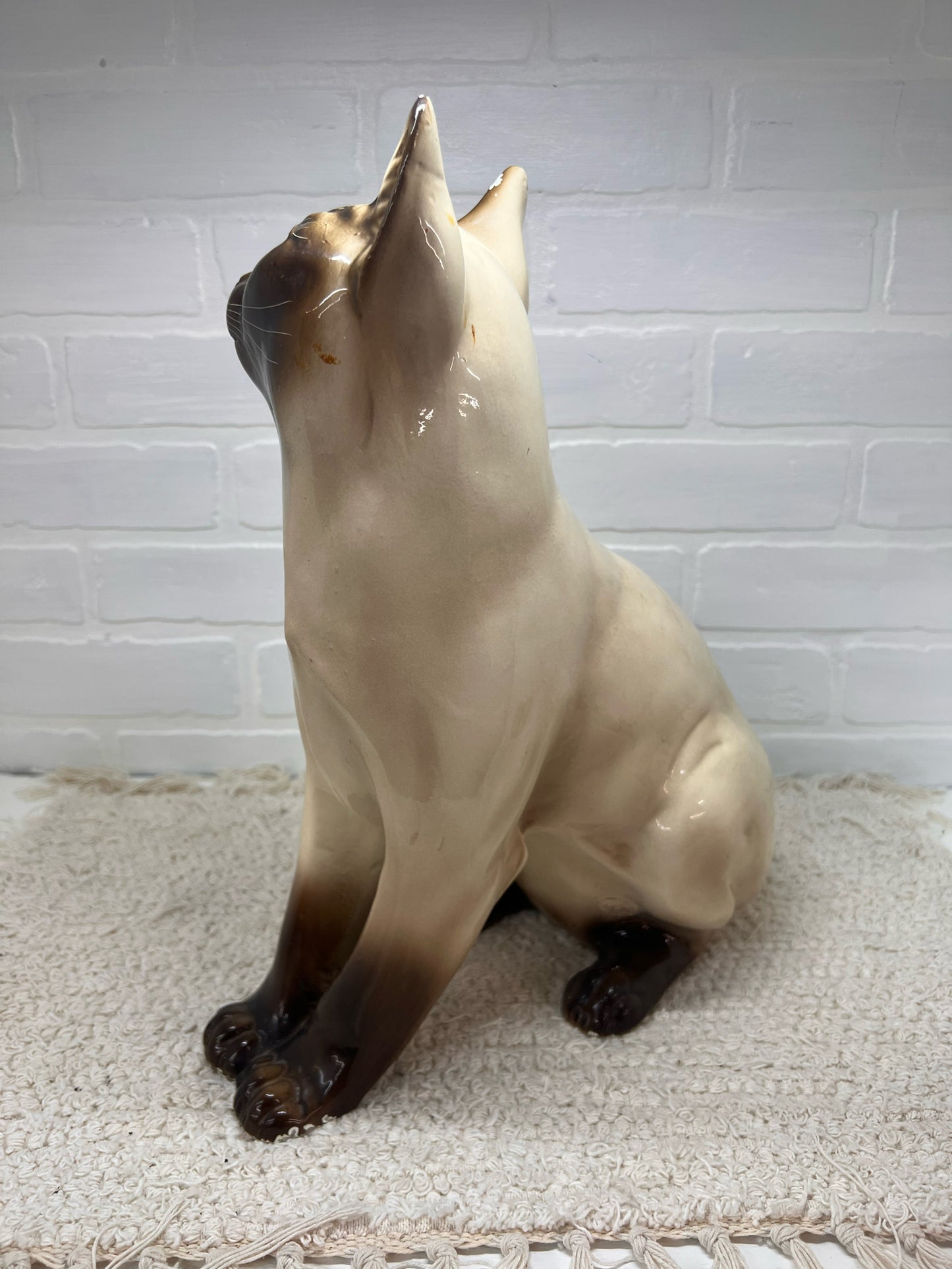 Marwal Ceramics 15/5" Siamese Cat Blue Eyes Mid-Century