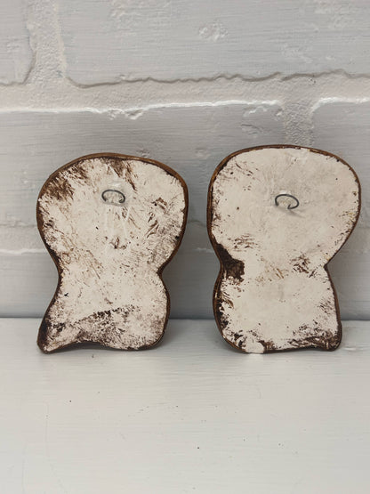 Set of Two 1970's Vintage 3 Inch Chalkware Owls