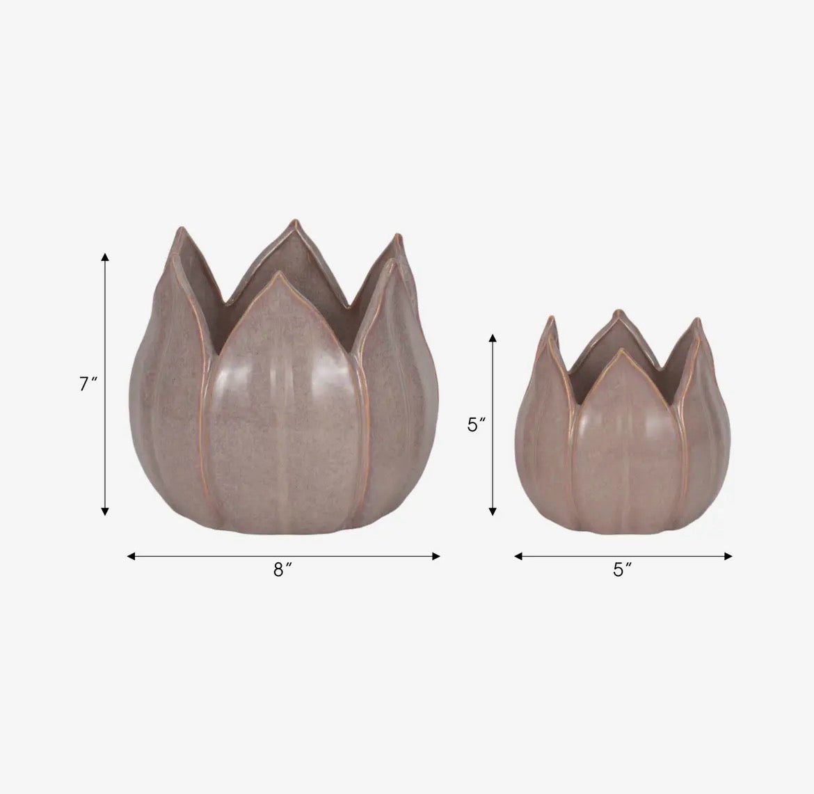 Ceramic Petal Flower Planter Pot – Yellow or Purple, 5" & 7" Sizes