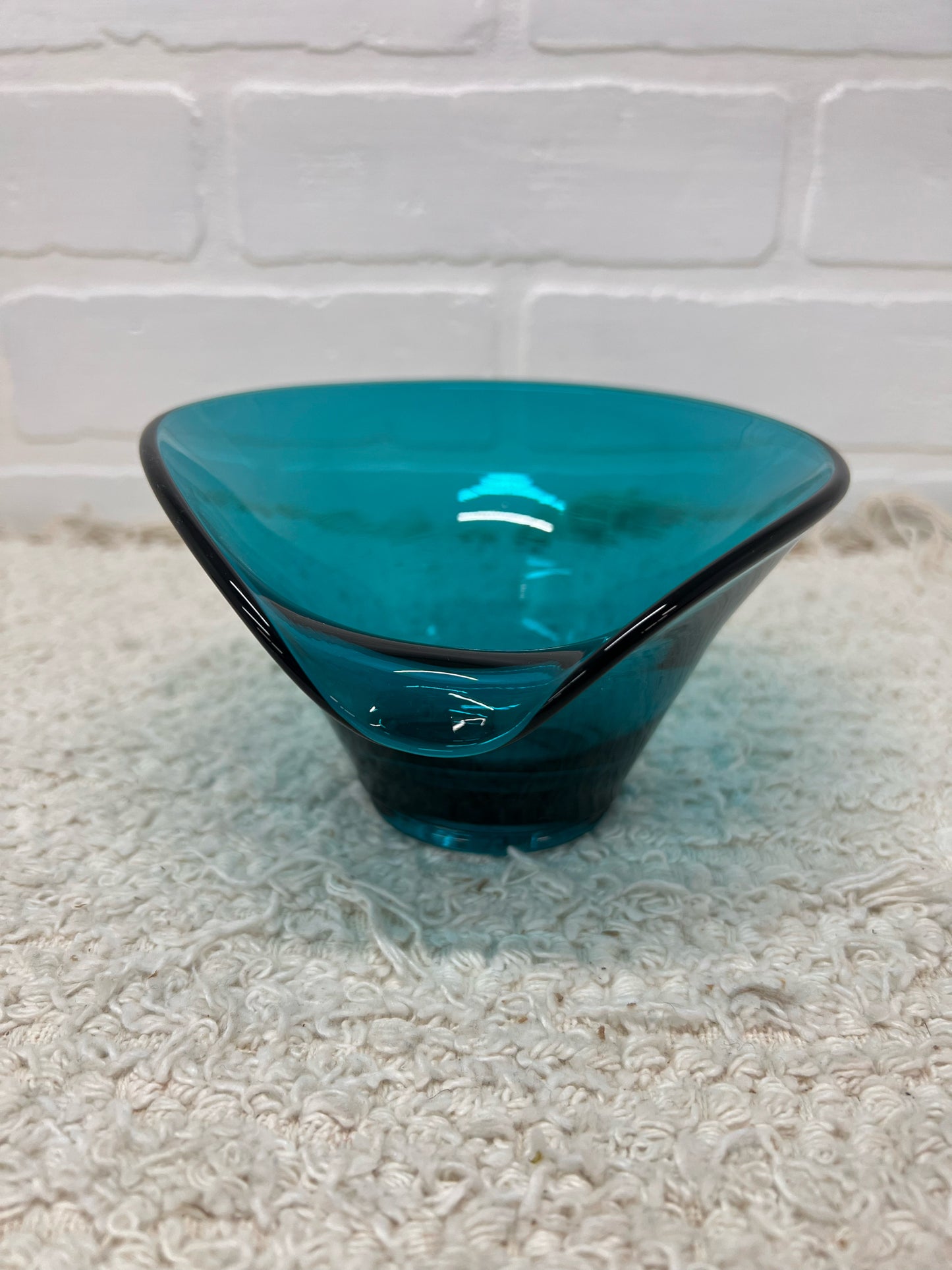 Viking Glass Blunique BonBon Bowl MCM Art Glass