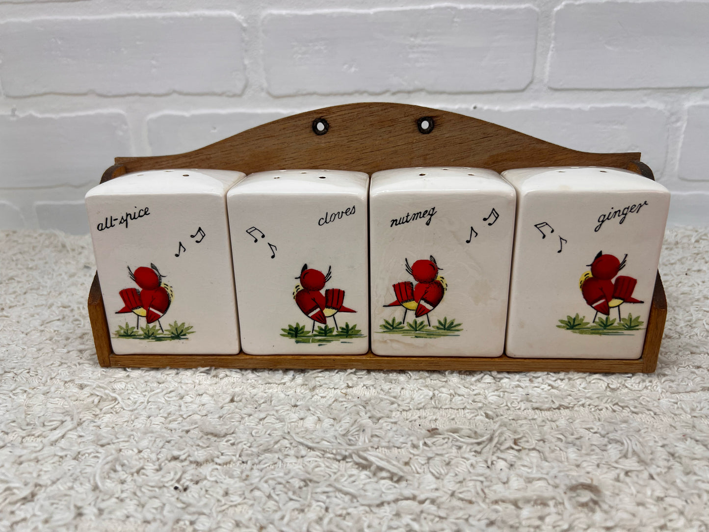 Ucagco Spice Jar Set - Singing Red Bird - Hard to Find