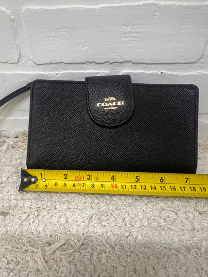 Coach Cross Grain Tech Wallet Black Leather EUC