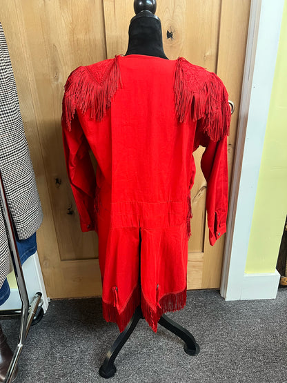Sas'sa vintage ladies red fringed rodeo jacket