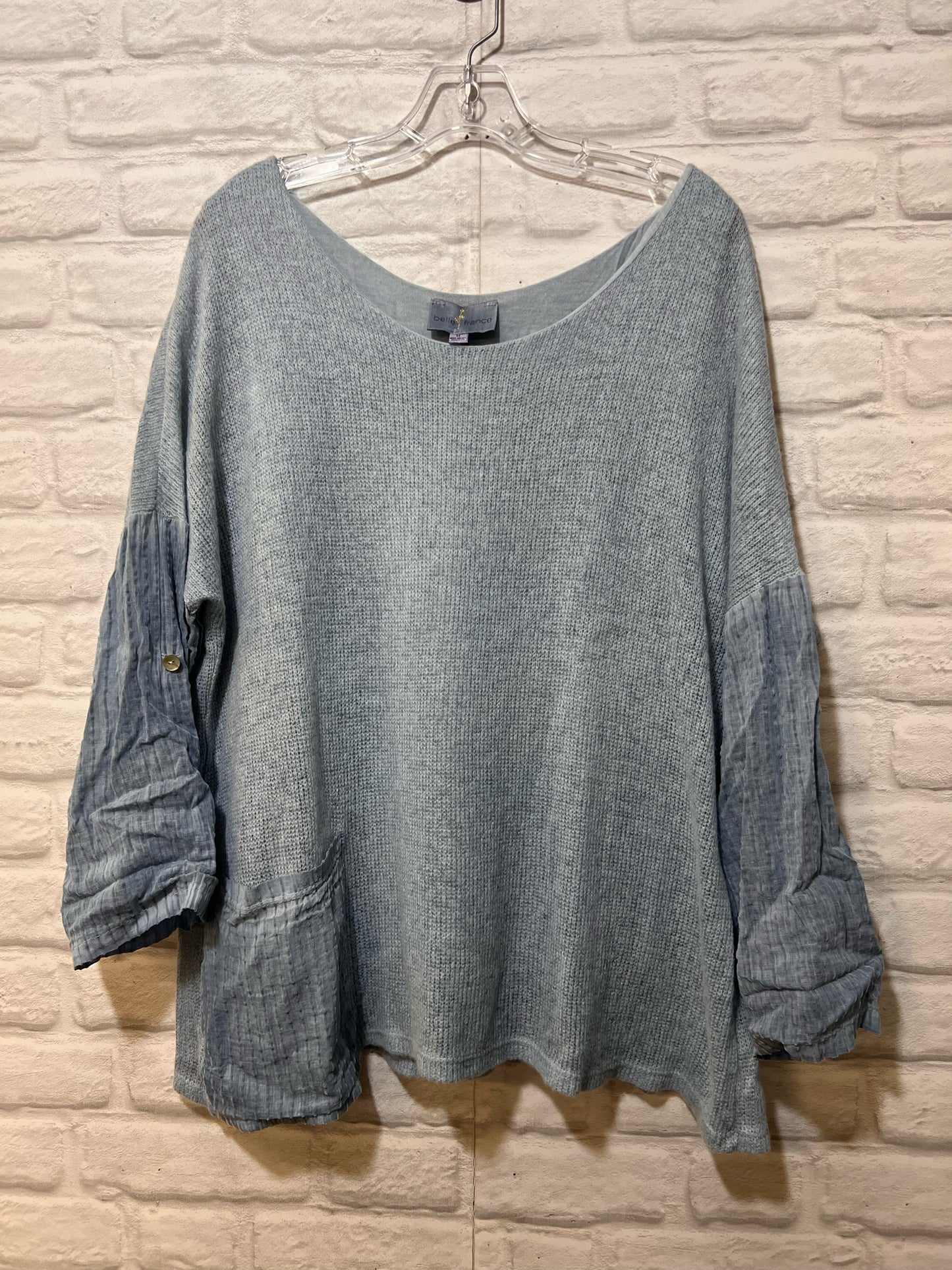 Size M Belle France Mohair Blend Baby Blue Sweater