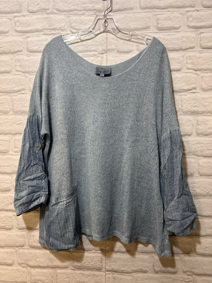 Size M Belle France Mohair Blend Baby Blue Sweater