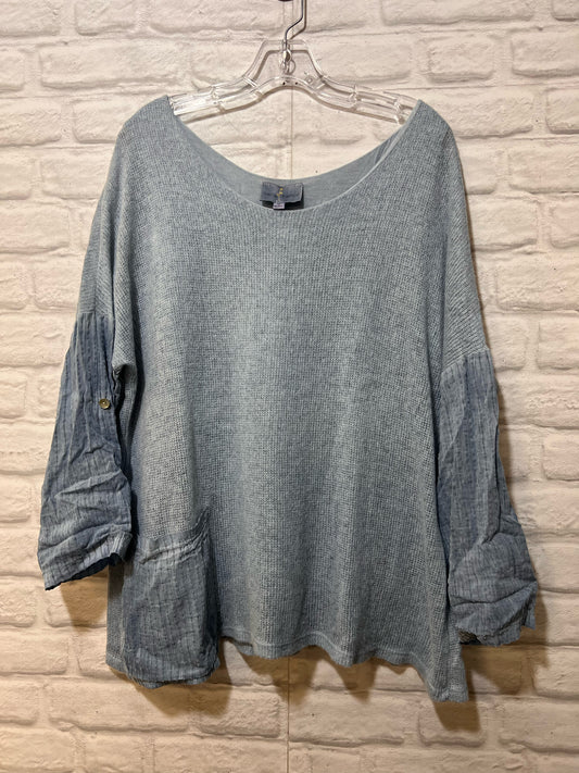 Size M Belle France Mohair Blend Baby Blue Sweater