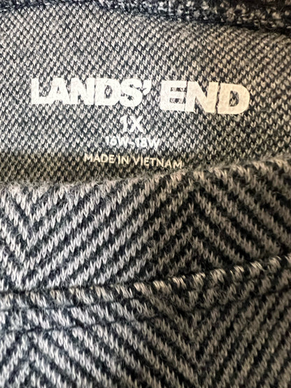 Size 1X Land's End Knit Herringbone Print Top
