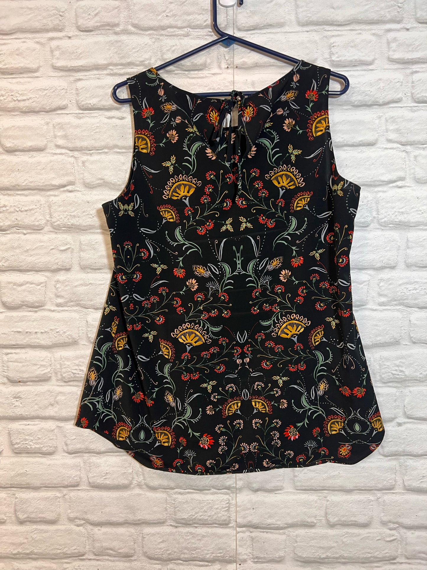 Size L CAbi Black Floral Tank Blouse