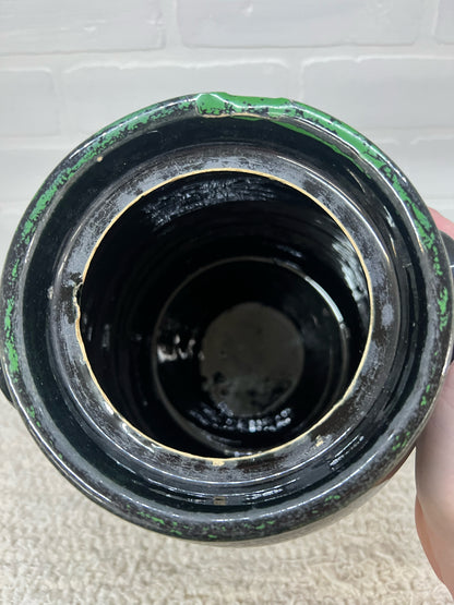 Primative painted lidded crock