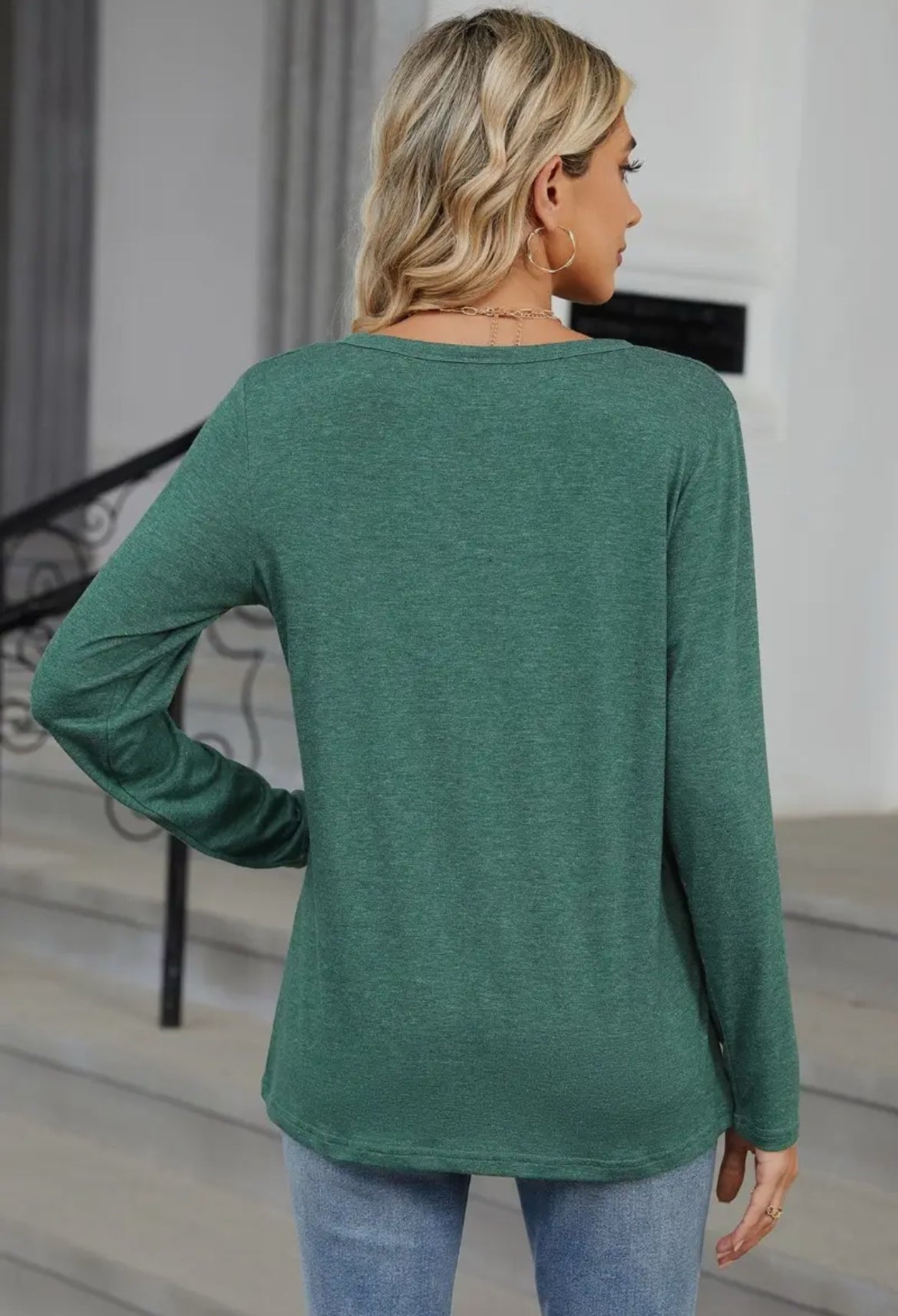 Ninexis Green Long Sleeved Loose Fit Top