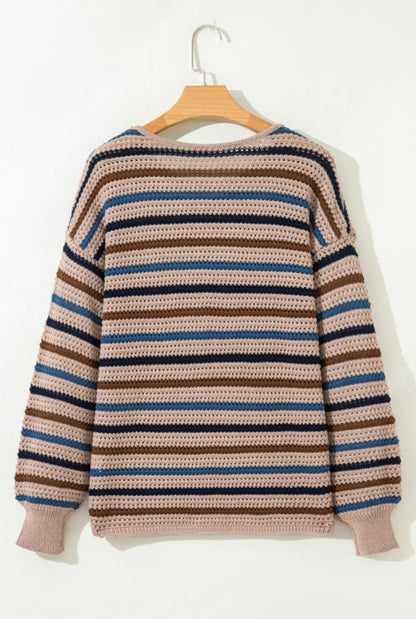 Striped Drop Shoulder Knit Sweater