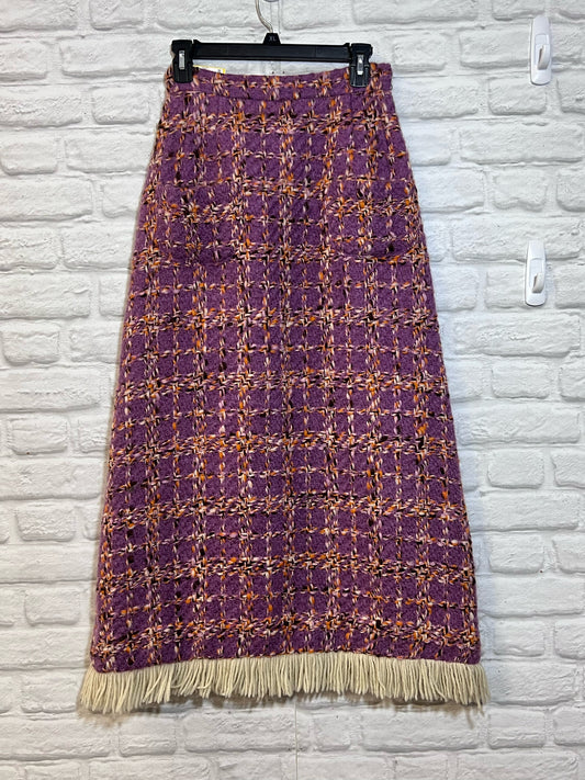 Craig Craely Vintage 1970's Purple Multicolor Plaid Blanket Skirt Midi Length