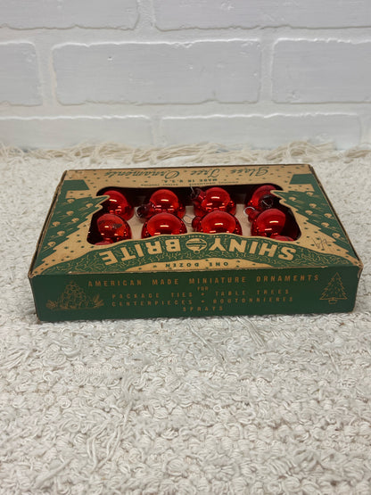 Shiny Brite Ornament Set - 12 Red Mini Ornaments in Original Box