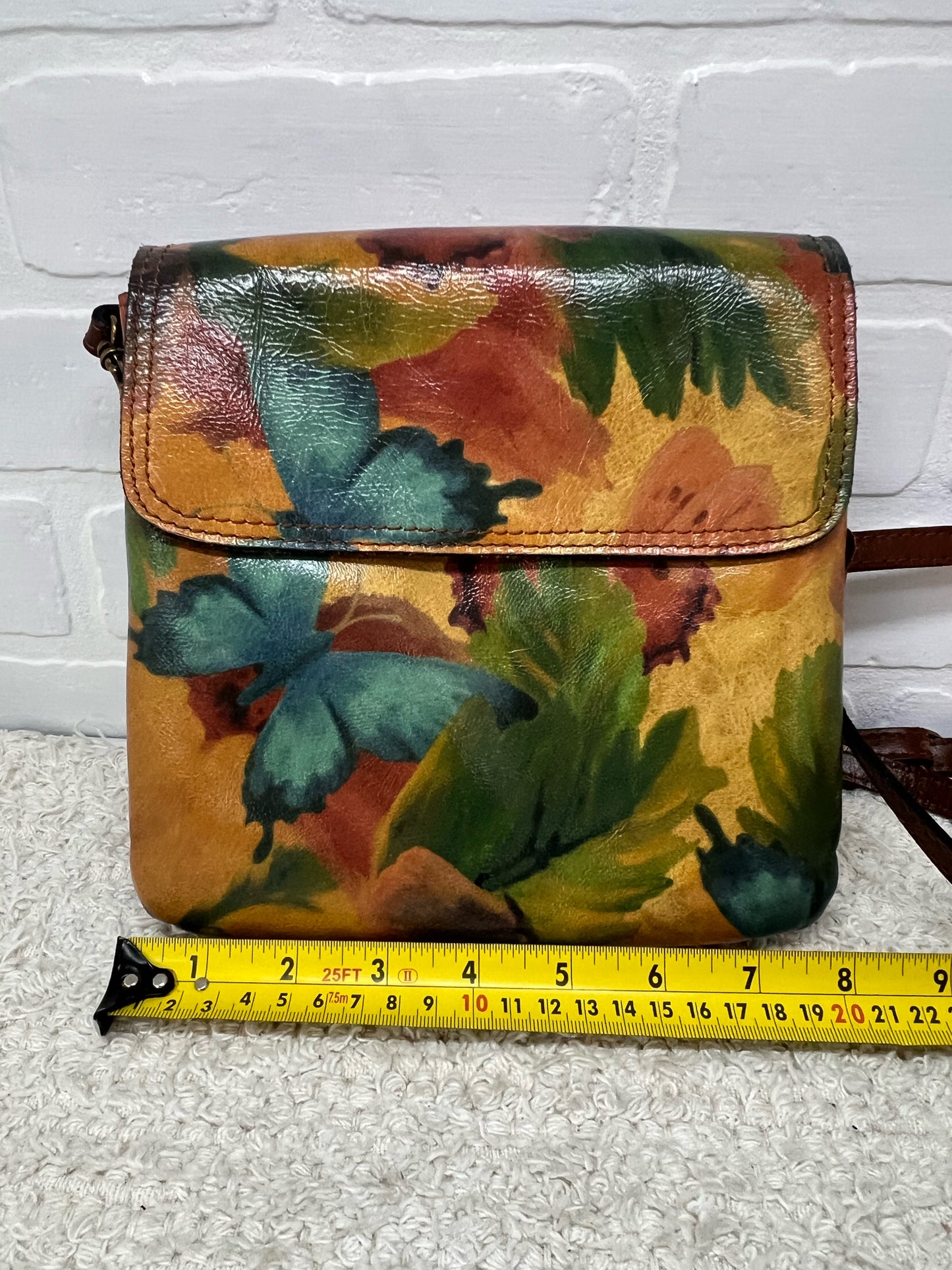 Patricia Nash Vallata Crossbody Bag - Leather with Butterfly Watercolor Print