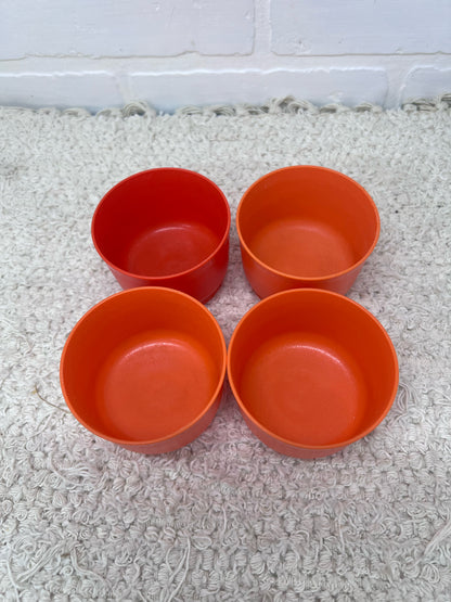 Tupperware Orange Snack Cups - set of 4 with lids