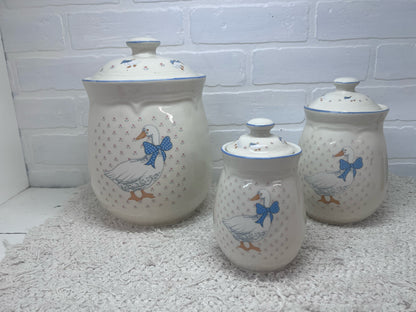 Aunt Rhody Set of 3 Lidded Goose Canisters