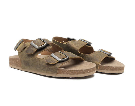 Mountain Path Distressed Brown Suede Leather Sandals by Myra Bag