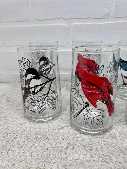 Anchor Hocking Song Birds Glass Set 8 Glasses