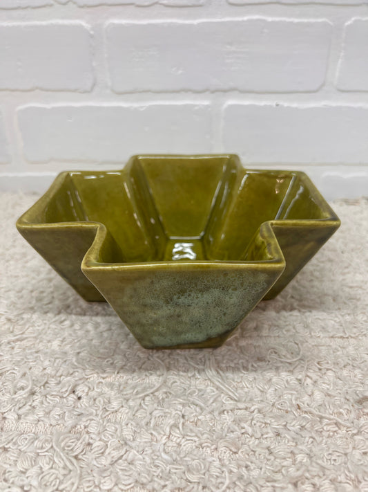 Covina Pottery Dark Green Glaze Mid-Century Cross Shaped Planter