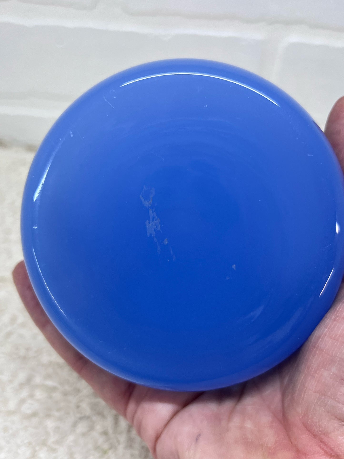 Vintage Mid-Century Blue Opaline Art Glass Perfume Bottle w/ Stopper