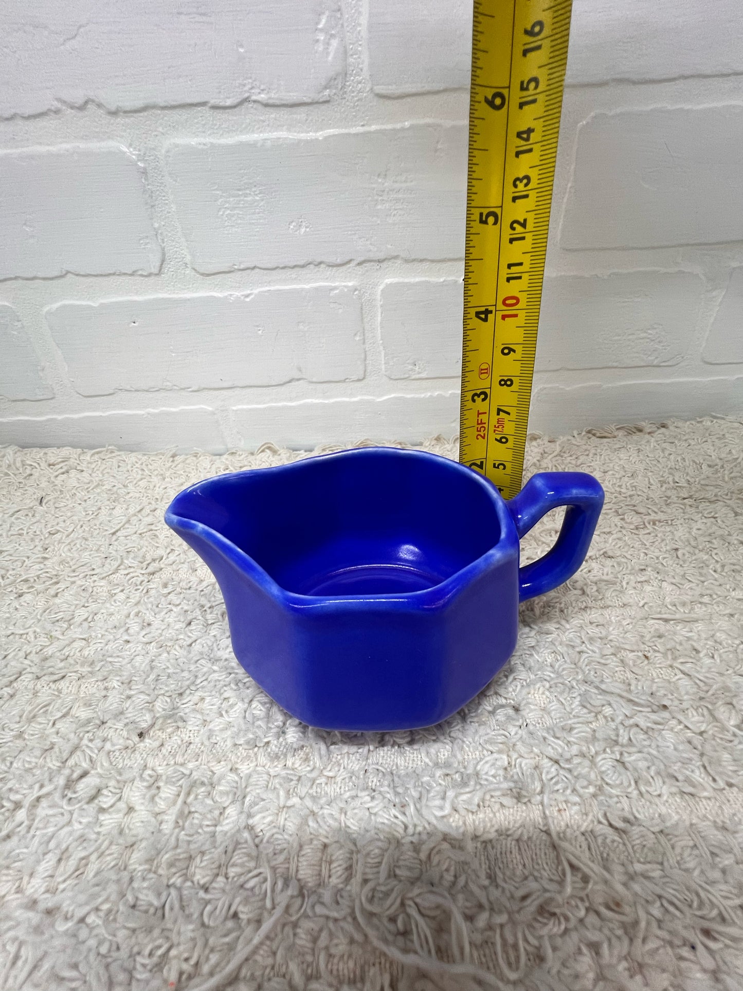Vintage Cobalt Blue Pottery Cream Pitcher