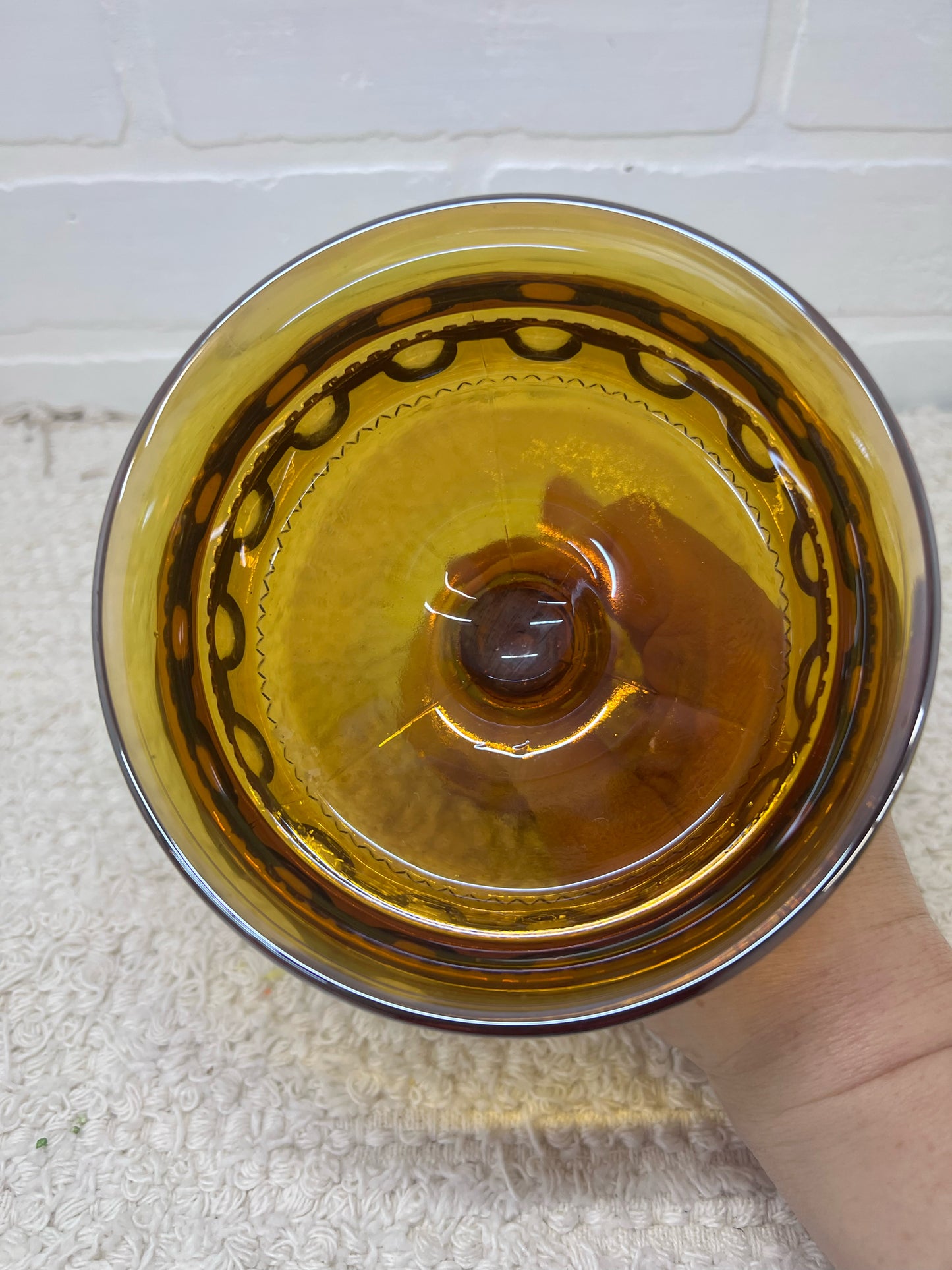 Indiana Glass Kings Crown Iridescent Carnival Glass Compote